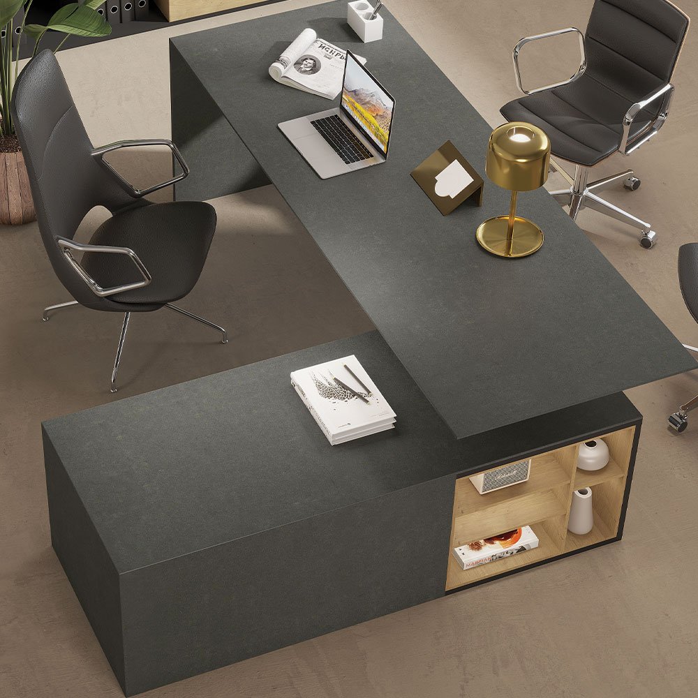 Sheen Concrete Grey Quartz Slab Living Space