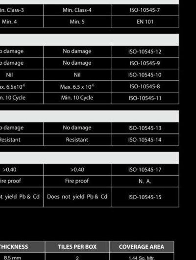 Technical Specification Floor Tile 600x1200