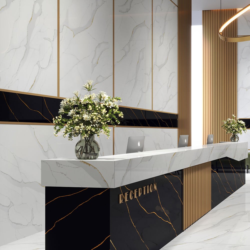 Mitered Drop Aprons: Fabricating 40mm to 100mm Luxury Quartz Edges with 45-Degree Joints